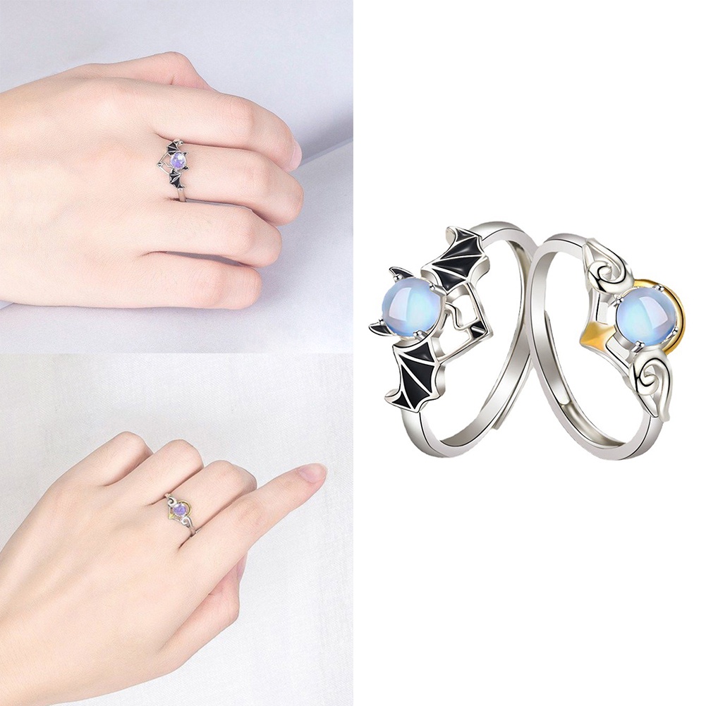 Nhẫn Đính Hôn Đôi Cánh Thiên Thần Ác Quỷ Thời Trang Có Thể Điều Chỉnh Làm Quà Tặng Trang Sức Cho Bạn Thân