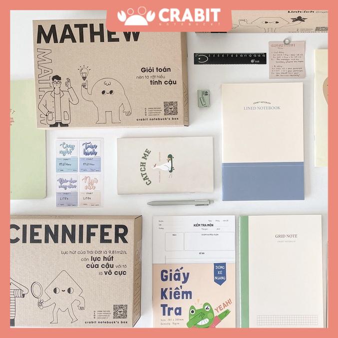 Vở chuyên toán văn anh hoá lý Box vở Crabit Study Buddy 2022 vở kẻ ngang dot ô vuông white line cornel TẶNG NHÃN VỞ