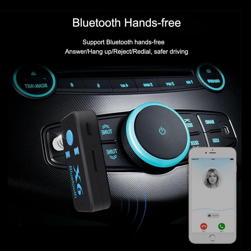 3 In 1 Wireless Bluetooth Audio Adapter Dongle 3.5mm Handsfree Kit For Car