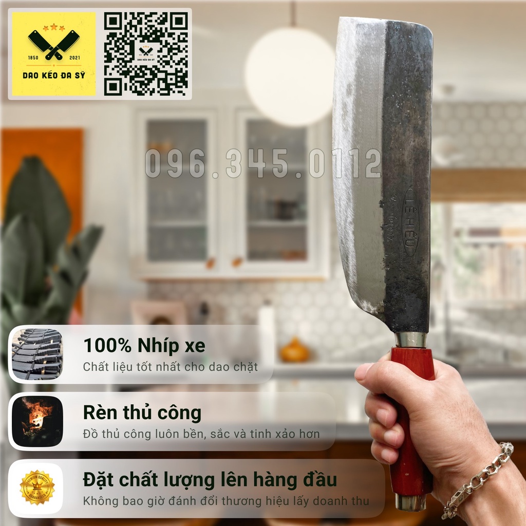 Dao chặt gà, chặt xương, chặt vịt - Dao chặt Đa Sỹ - 100% Nhíp xe siêu sắc