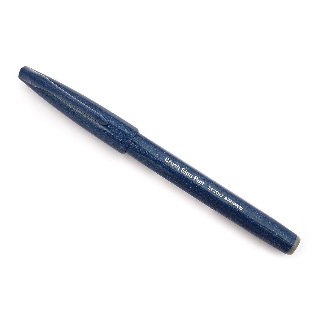 Bút lông đầu cọ viết calligraphy Pentel Fude Touch Brush Sign Pen - Màu xanh đen (Blue Black)
