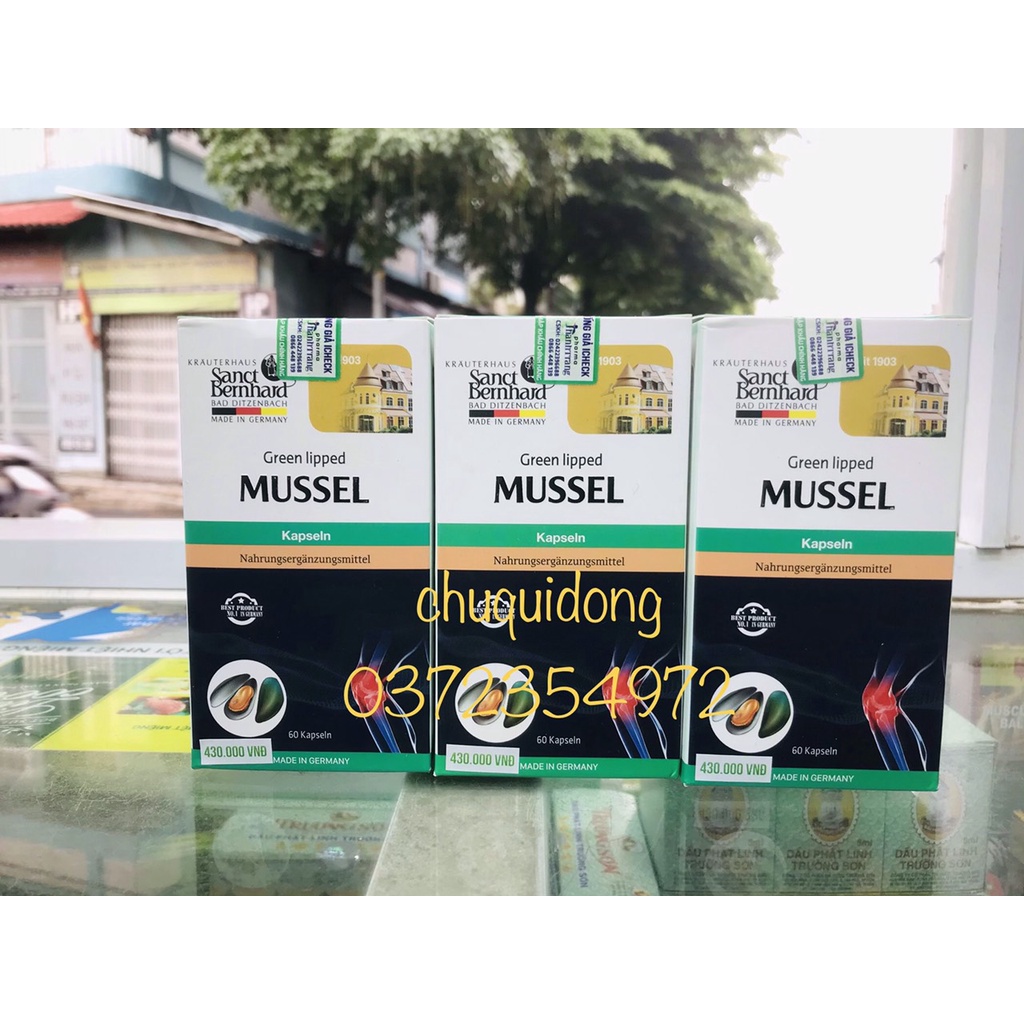Hỗ trợ đau nhức xương khớp Mussel chiết xuất con vẹm xanh hộp 60viên