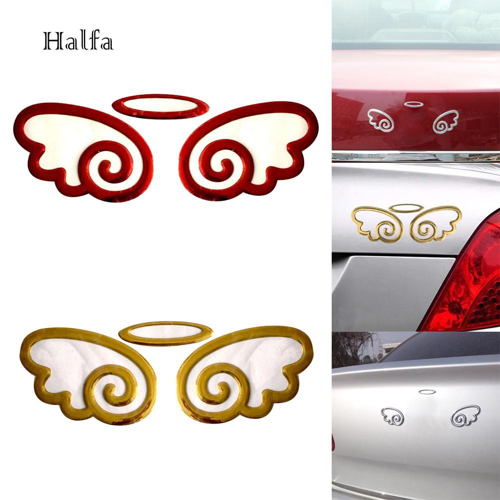 HL☆Car Styling Lovely 3D Angel Wings Sticker Vehicle Body Logo Decal Decoration