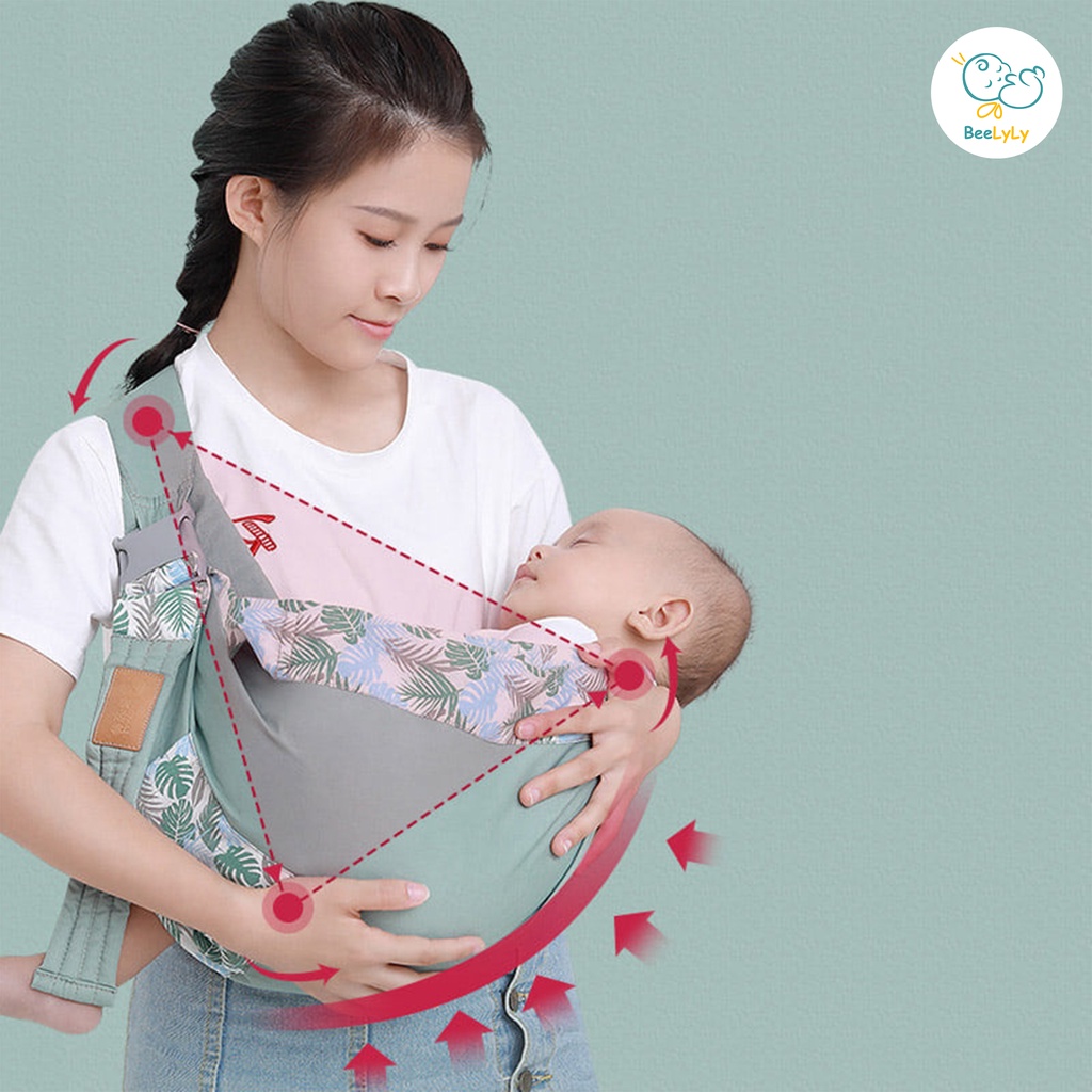 Địu em bé sơ sinh cao cấp BeeLyLy tiện lợi,địu cho bé nhiều tư thế dạng lưới thoáng khí tránh sai tư thế vải mềm mịn D01