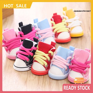 Bộ 4 chiếc giày sneaker thoáng khí chống trượt dễ thương dành cho thú cưng