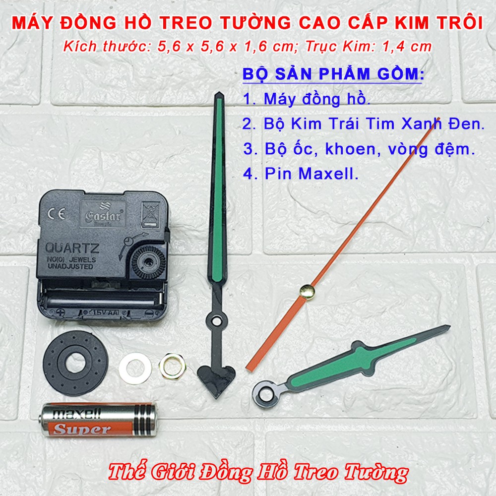Máy Đồng Hồ KIM TRÔI EASTAR Độ Chính Xác Cao – Bộ Kim Đao đuôi Trái tim, thân Kim phủ Sơn Phản quang - Tặng Pin Maxell