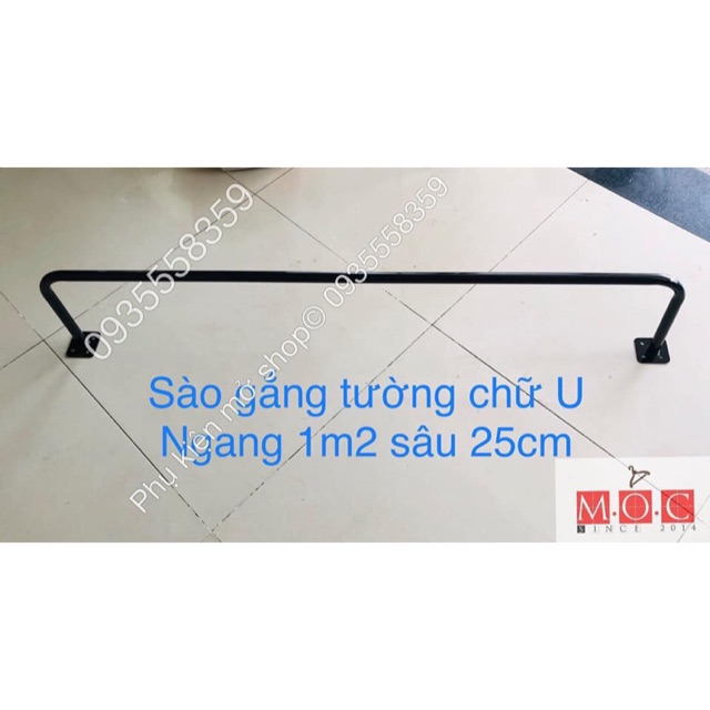 Sào gắn tường treo đồ 1m2-1m5 , tay U bắn tường treo quần áo