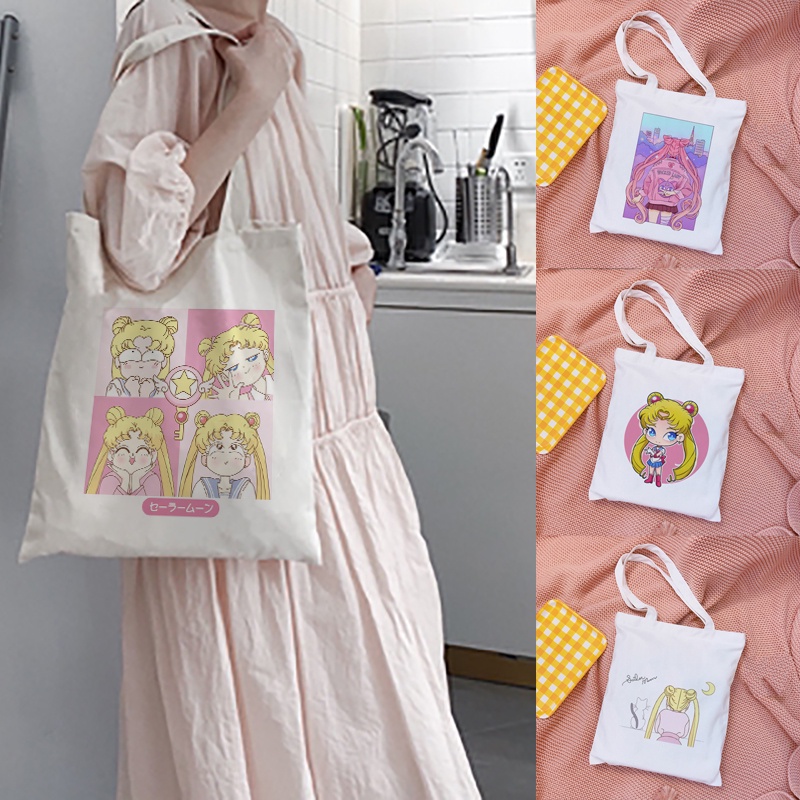 Sailor moon Túi tote Họa Tiết Thủy Thủ Mặt Trăng Hoạt Hình Phong Cách harajuku Cho Nữ
