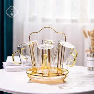 Giá úp cốc vàng tròn sang chảnh, xịn sò có đĩa hứng nước tiện lợi