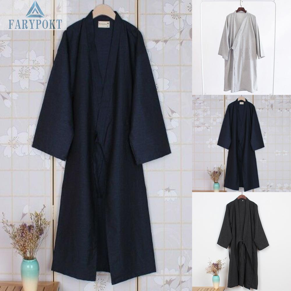 Men Bathrobe Pajamas Print Baggy Robe Sleepwear Yukata Japanese Kimono