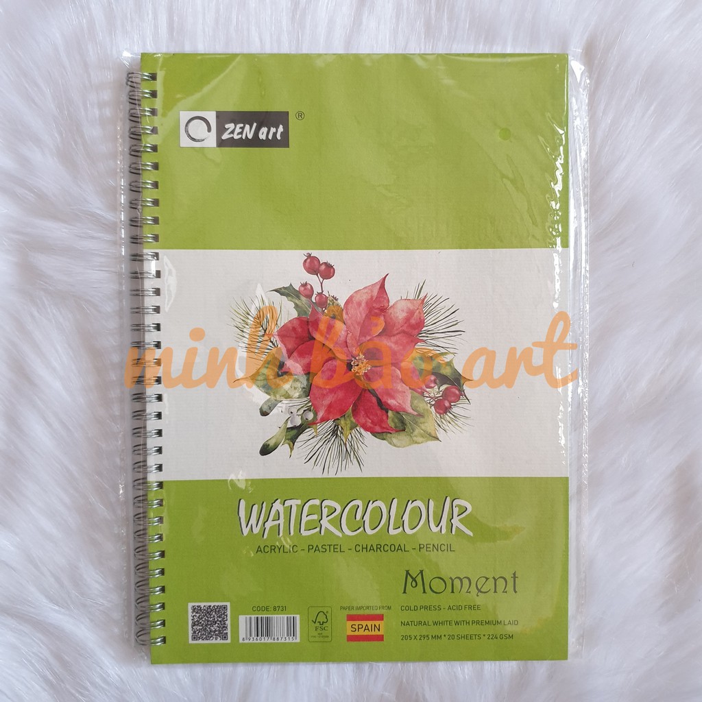 SỔ VẼ MÀU MƯỚC CAO CẤP ZEN ART MOMENT VÂN COLD (20 TỜ, 224 GSM - GIẤY NHẬP KHẨU TÂY BAN NHA)