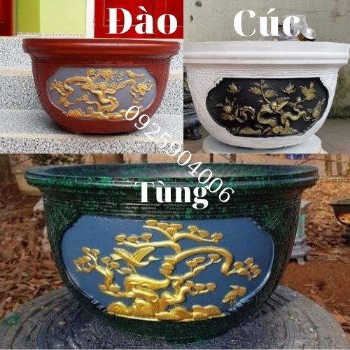 Khuôn đúc chậu cảnh Tròn 50 kết hợp Chân Đôn , Nhựa ABS cao cấp, Dùng làm chậu cây cảnh xi măng bonsai