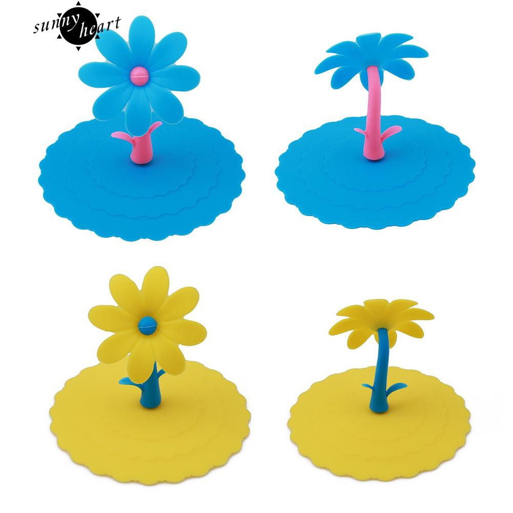 Nắp Silicon Đậy Ly Nước Hình Bông Hoa Xinh Xắn