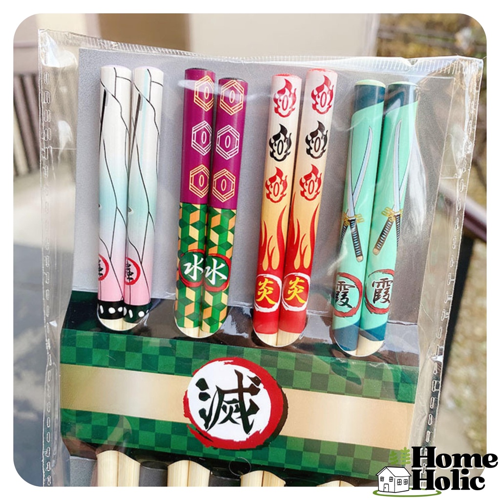 Bộ Đũa Tre Cao Cấp Nhật Bản Ăn Cơm 20cm Demon Slayer Kimetsu no Yaiba Home Holic