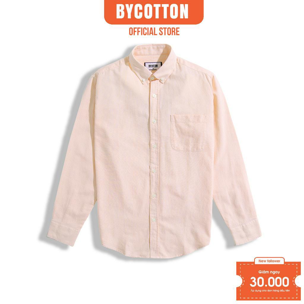 Áo Sơ Mi Nam Cao Cấp Dài Tay Phối Sọc Cam 060223 BY COTTON