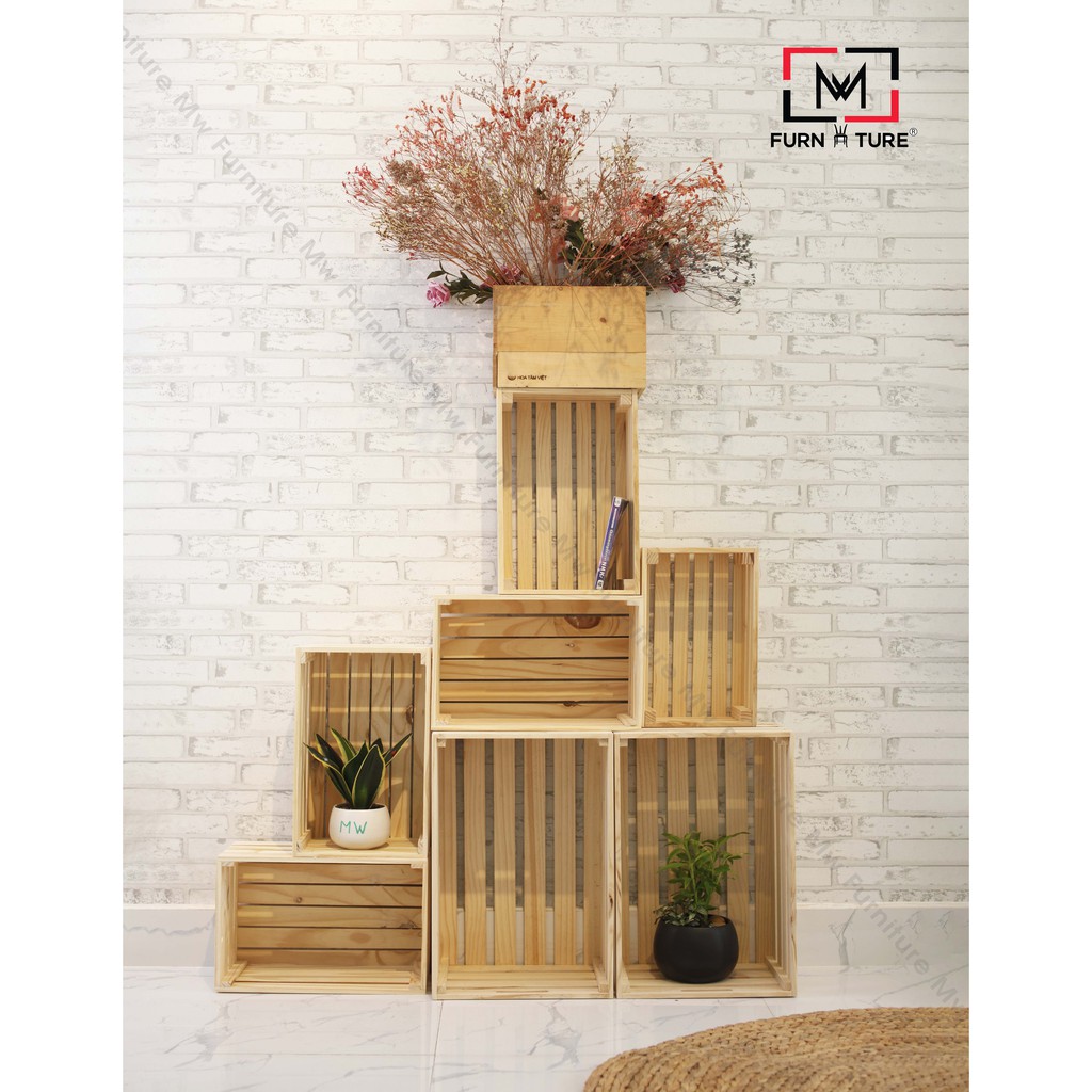 Thùng gỗ pallet trang trí chống thấm nước nhiều size - thương hiệu MW FURNITURE