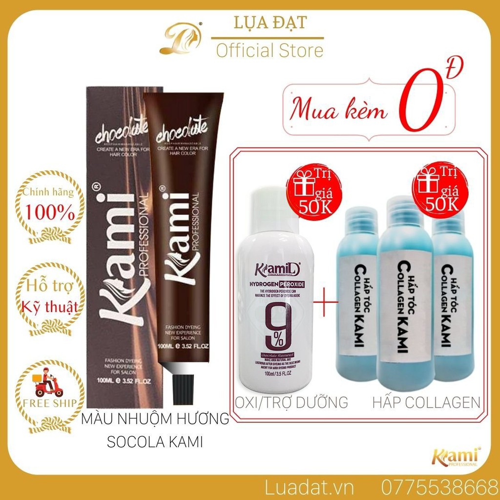 (Ko tẩy) THAN CHÌ-Thuốc nhuộm tóc chính hãng KAMI K411 tặng kèm trợ nhuộm+hấp phục hồi