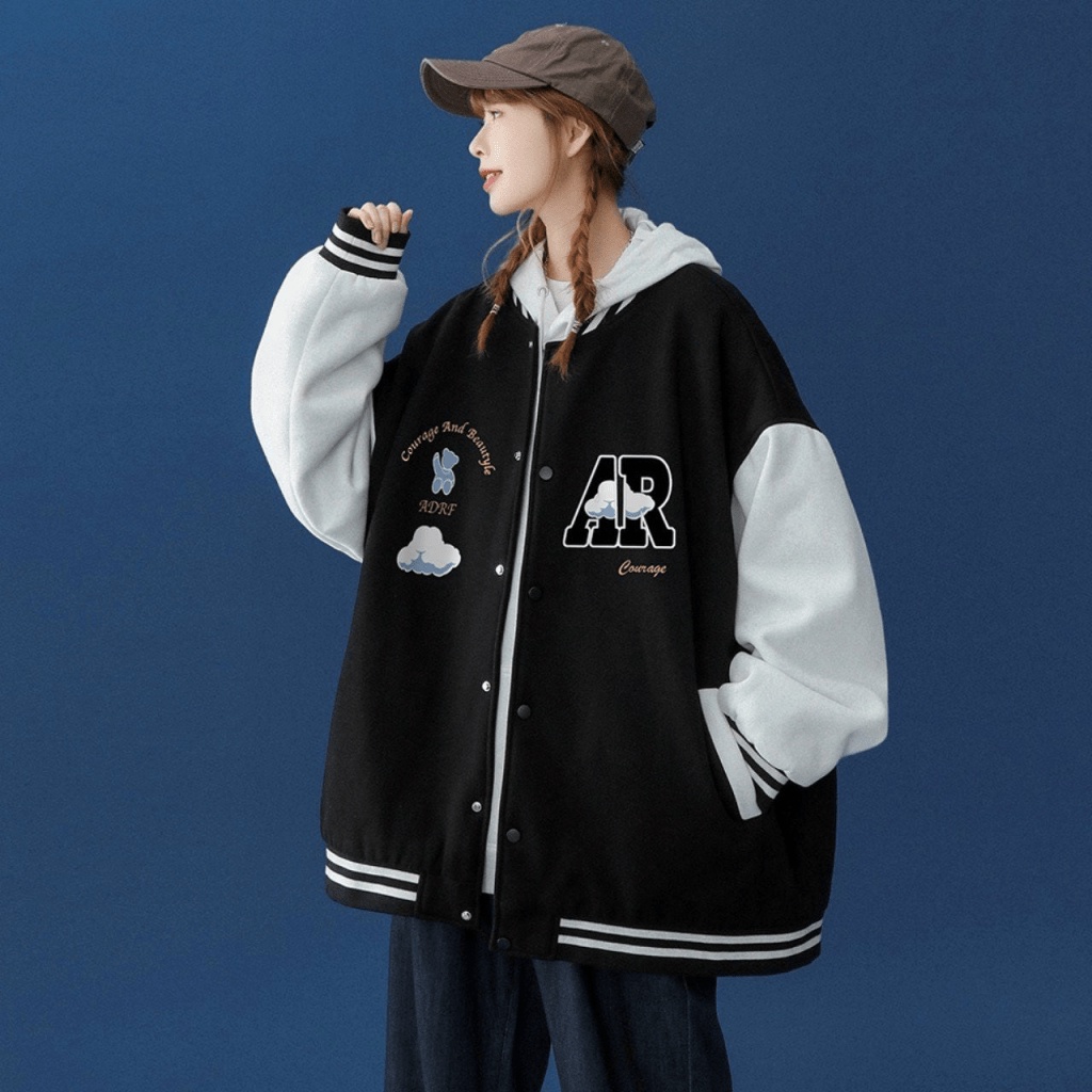 (FREE SHIP) ÁO KHOÁC BOMBER NAM NỮ HỌA TIẾT ĐÁM MÂY AR  PHỐI TAY TRẮNG SIÊU XINH TK 2022