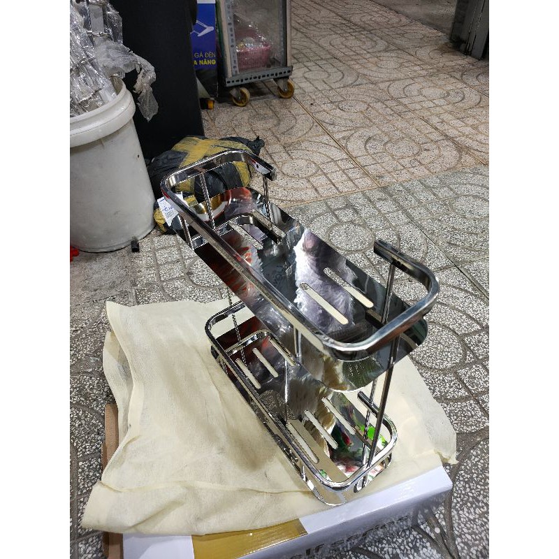 Kệ xà bông treo 2 tầng inox 304 bóng - Kệ Ngang bóng