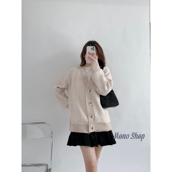 áo khoác cardigan len nữ dáng dài kẻ sọc hàn quốc (Ảnh thật/ sẵn) | BigBuy360 - bigbuy360.vn