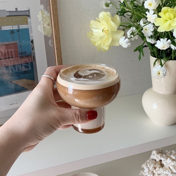 Cốc thủy tinh trong suốt họa tiết hình học độc đáo