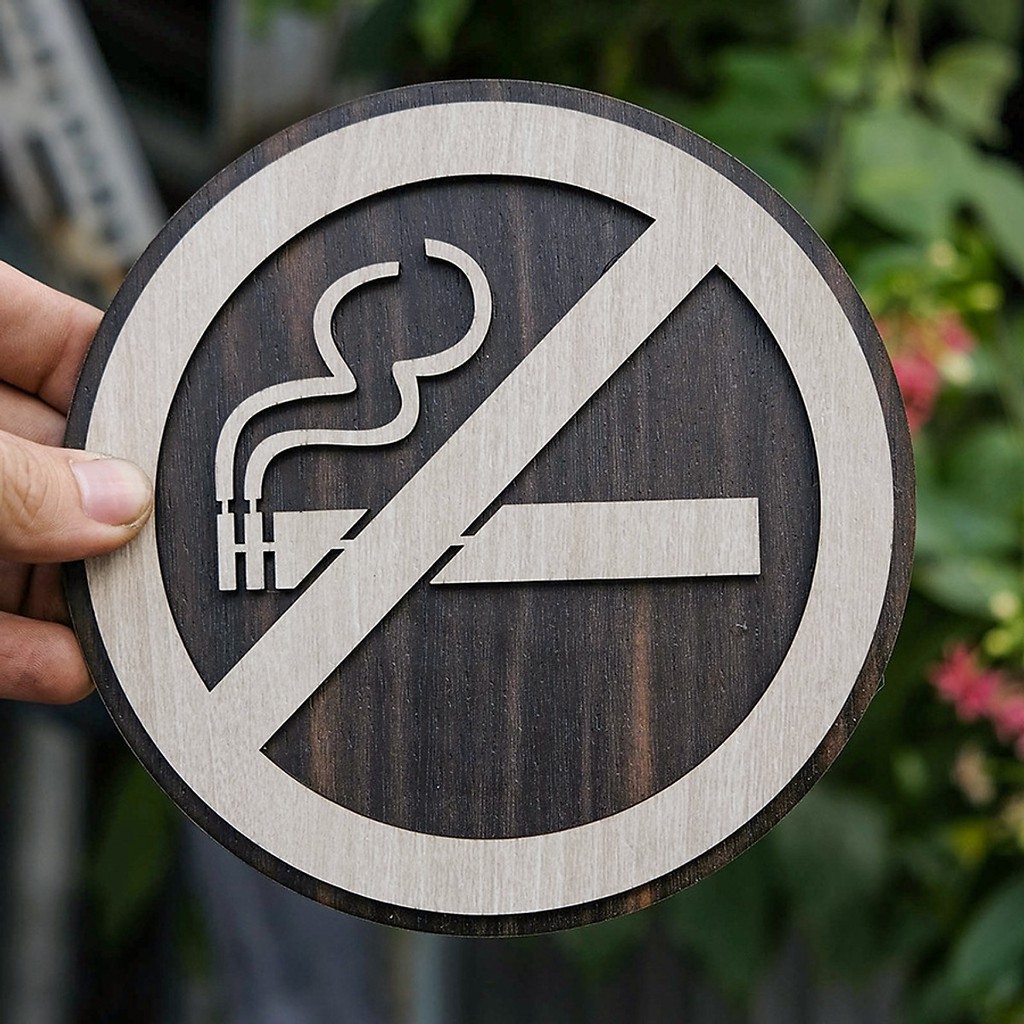 BÁN Sỉ- Tranh gỗ treo tường - Biển gỗ No Smoking- Cấm hút thuốc đẹp trang trí nhà và quán cafe Trenddecor