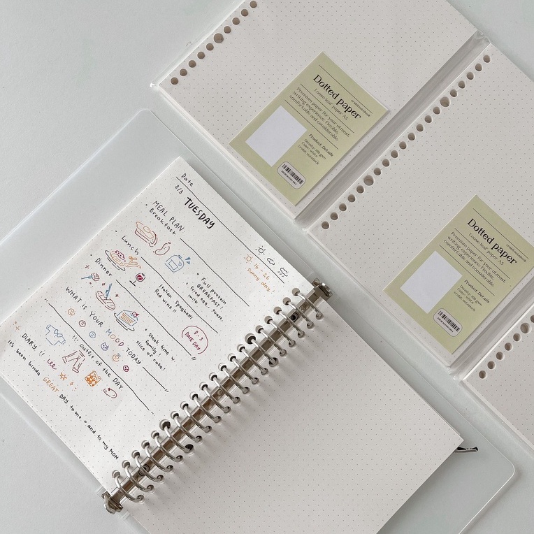 Sổ còng sắt A5 Crabit Someday 20 lỗ, 50 tờ, ruột chấm dotgrid, ruột ô vuông grid ghi chép bullet journal