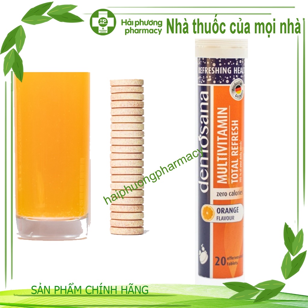 Multivitamin sủi c tăng sức đề kháng cho bé người lớn Demosana Fruits vị cam không đường không calo 20v nhập Đức