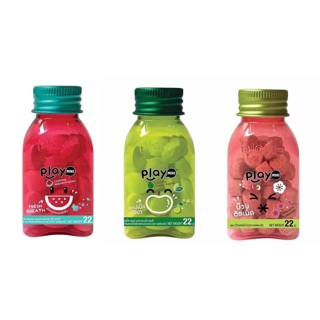 Kẹo ngậm play more thái lan (dưa hấu/táo/xí muội/chanh/xoài) 22gr dạng hủ lẻ