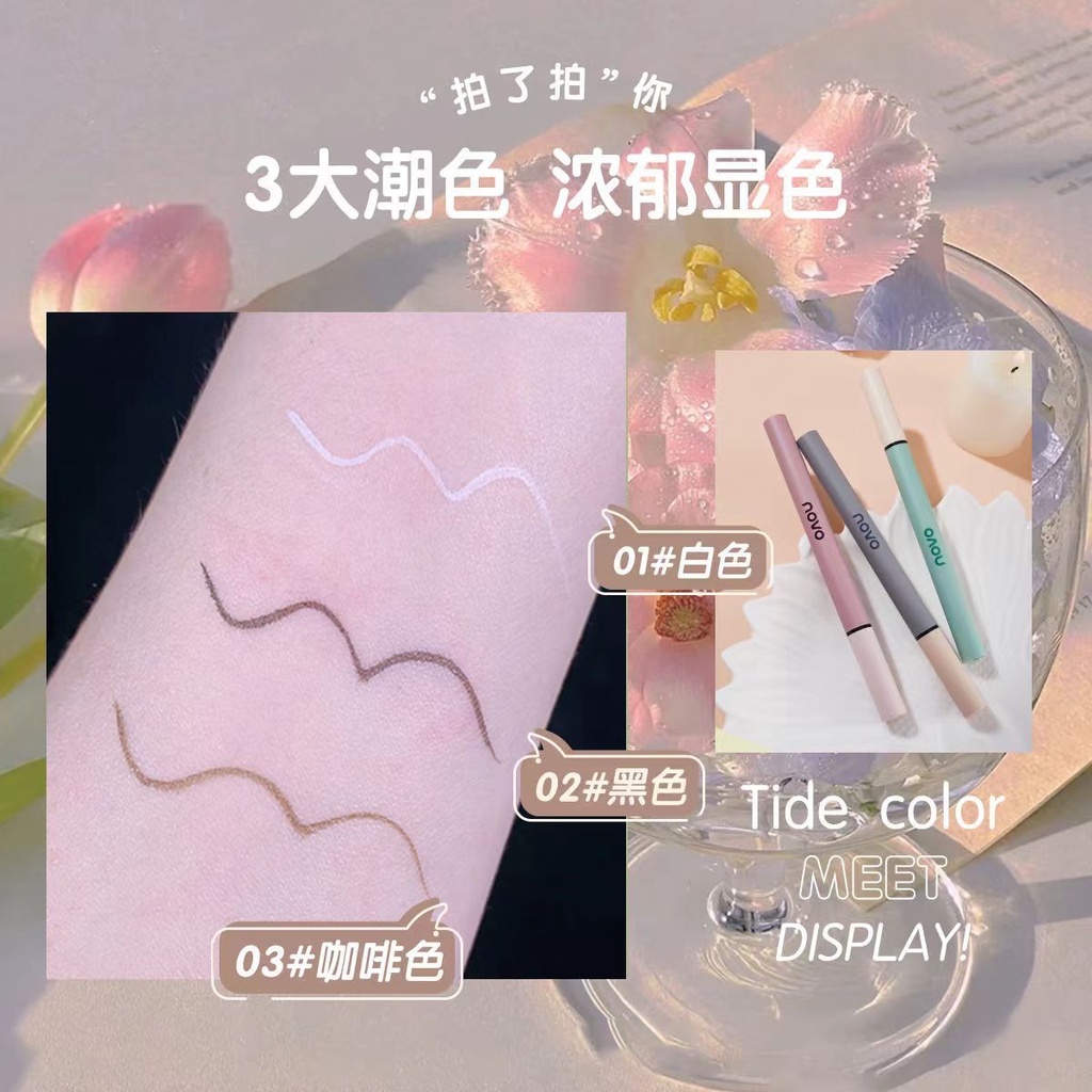 Bút Kẻ Mắt Dạng Lỏng NOVO Màu Trắng Và Đen Nâu Lâu Trôi Chống Thấm Nước NO.5595