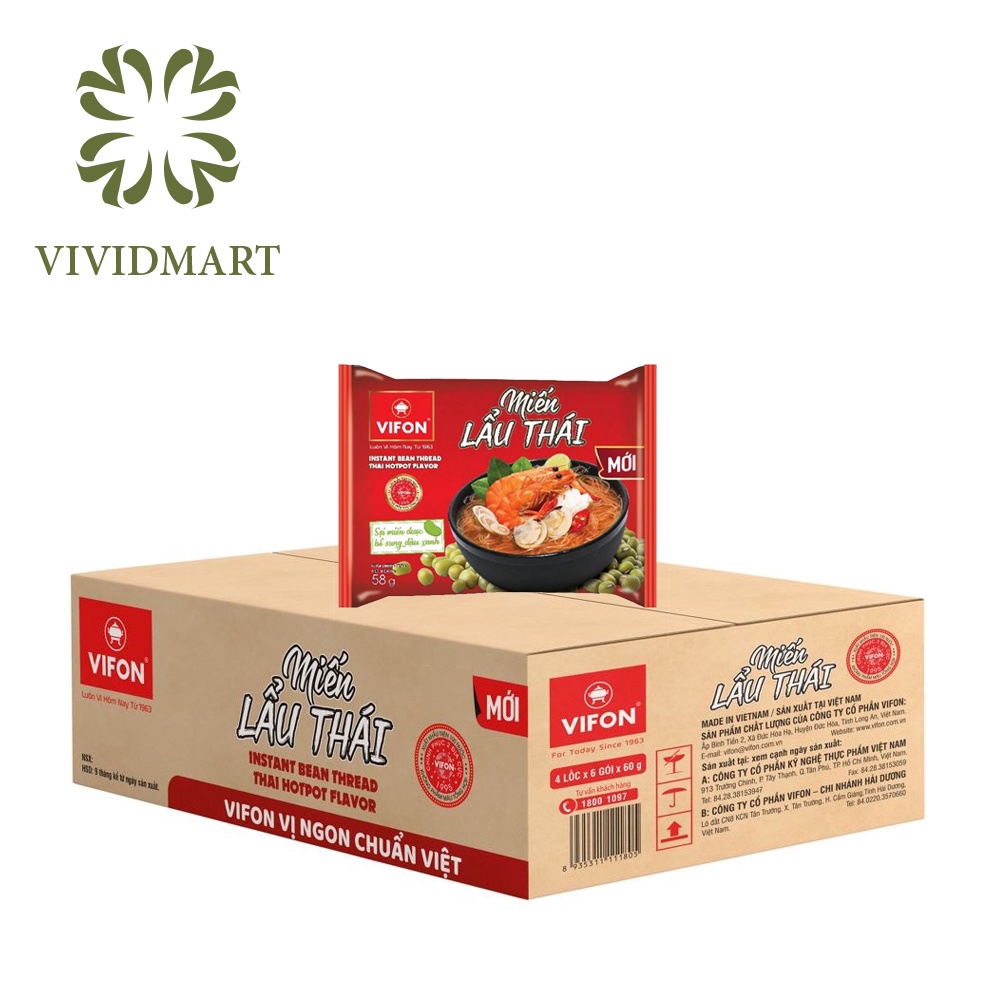 MIẾN VIFON 3 VỊ: MIẾN LẨU THÁI, MIẾN SƯỜN HEO, MIẾN MĂNG VỊT - GÓI 60gr - VIFON