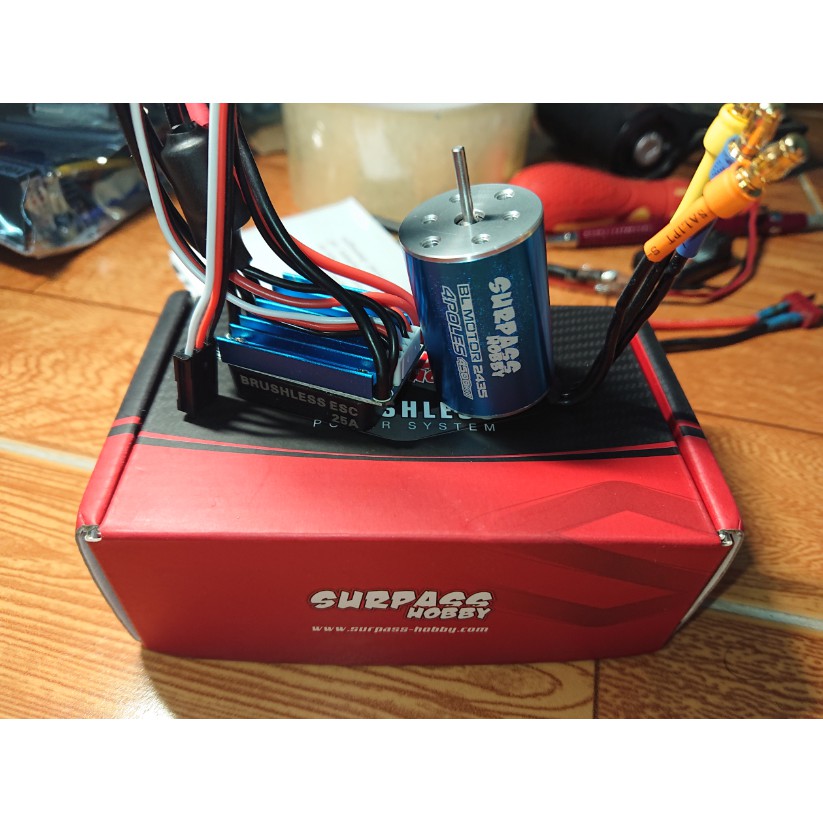 SURPASS HOBBY 2435 4500KV Sensorless Brushless Motor and 25A Brushless ESC for 1/18 1/16 RC Car