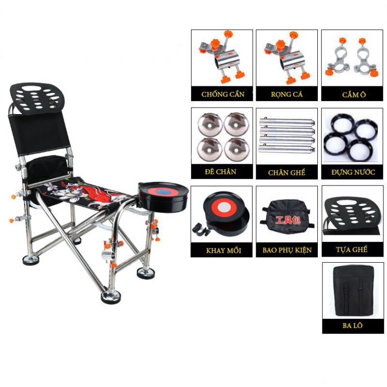 Ghế Câu Đài Cá Chép , Ghế Ngồi Mọi Địa Hình , Đầy Đủ Pat Phụ Kiện