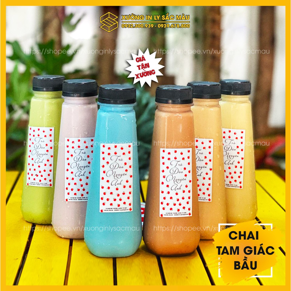 Combo 10 chai nhựa 330ml đựng trà sữa nước ép, chai dày, nhiều mẫu lựa chọn