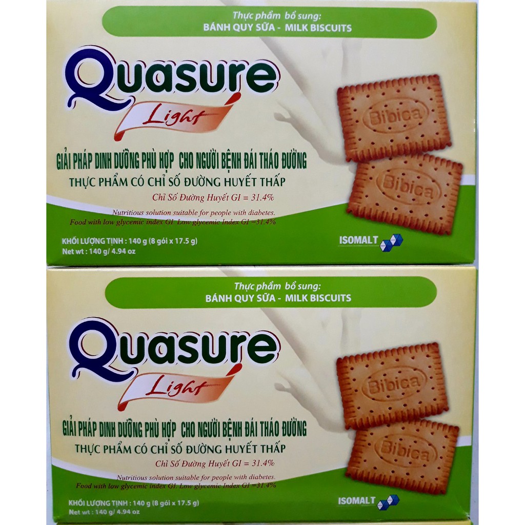 Bánh Quy Quasure Light Sữa hộp 140 gram Bibica - thực phẩm dành cho người ăn kiêng, tiểu đường