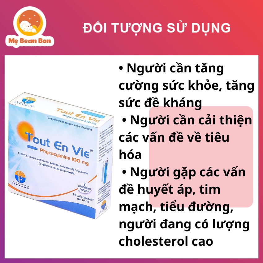 Tảo biển Pháp Tout En Vie kèm vitamin C 100mg 14ốngx15ml dạng nước giúp chăm sóc da tốt cho huyết áp tim mạch tiểu đương