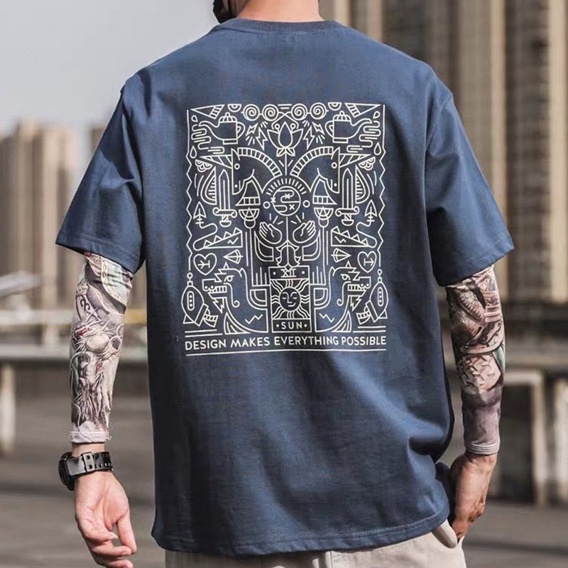Áo Thun cotton Tay Lỡ Phong Cách Nhật Bản Thời Trang Mới Cho Nam