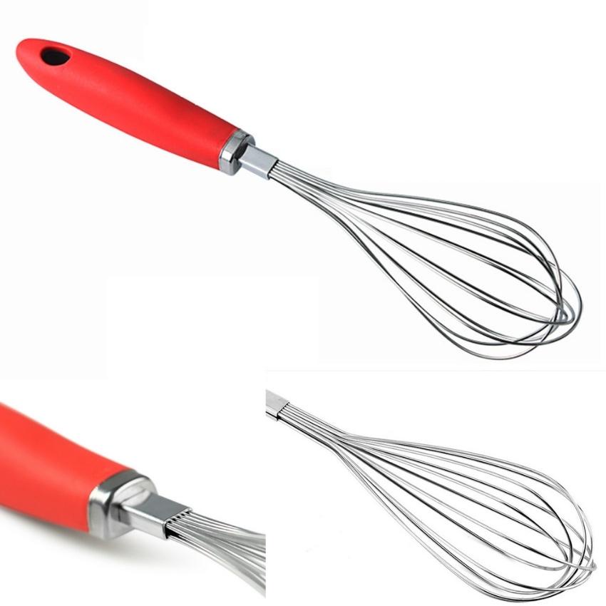 Cây Đánh Trứng Cầm Tay Dụng Cụ Làm Bánh Inox 12inches Dài 29CM Cán SILICONE  - QUISKSIL290