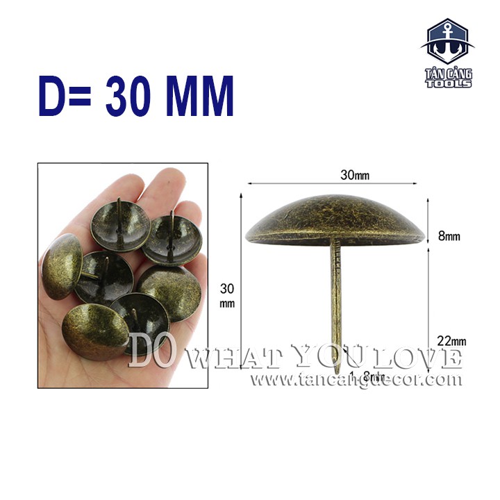 Bộ 10 Đinh Dù Màu Đồng D=30mm