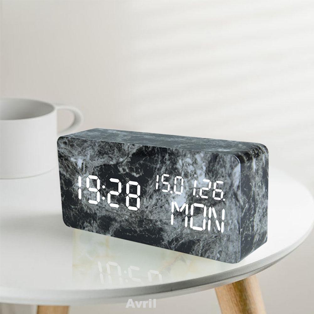 Đồng Hồ Báo Thức Điện Tử Để Bàn Có Đèn Led Hiển Thị Nhiệt Độ Điều Khiển Giọng Nói