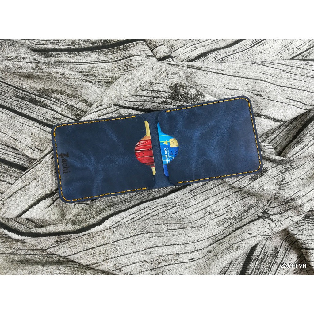 Bóp Ví Nam Mini Nhỏ Gọn Da Bò Thật Hàng Cao Cấp Navy Vân VN01KB35