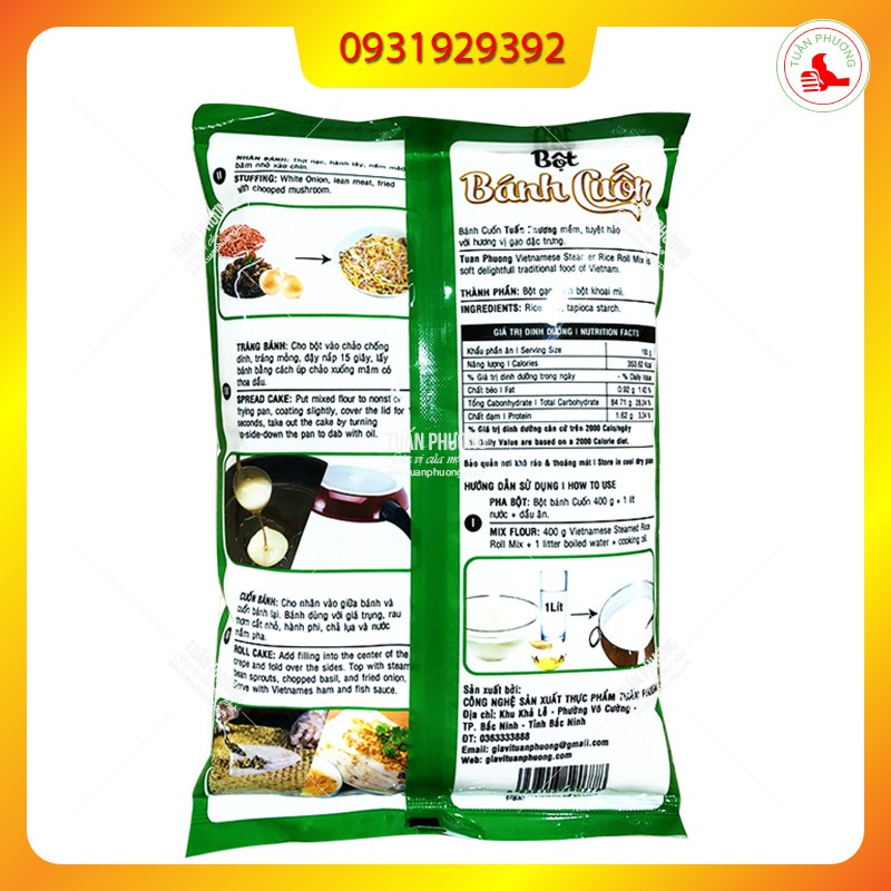 Bột Bánh Cuốn 400g  thùng 20 gói ,tuấn phương