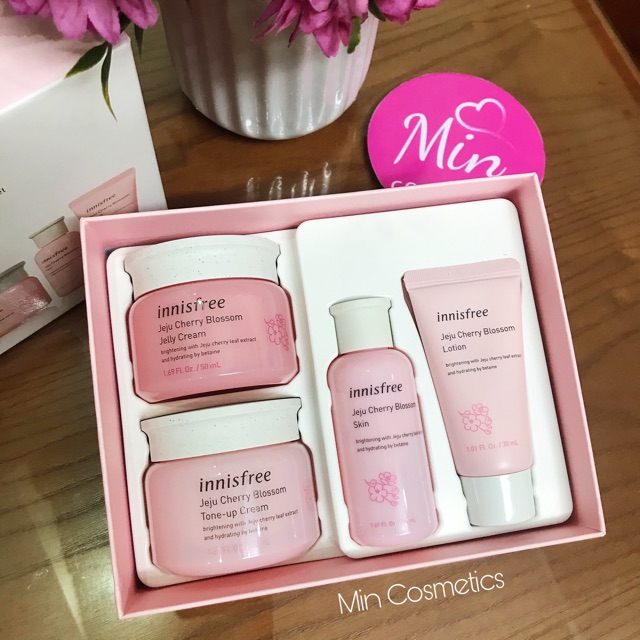 [Freeship-Auth 100%] Bộ Dưỡng Trắng Da Innisfree Jeju Cherry Blossom Duo