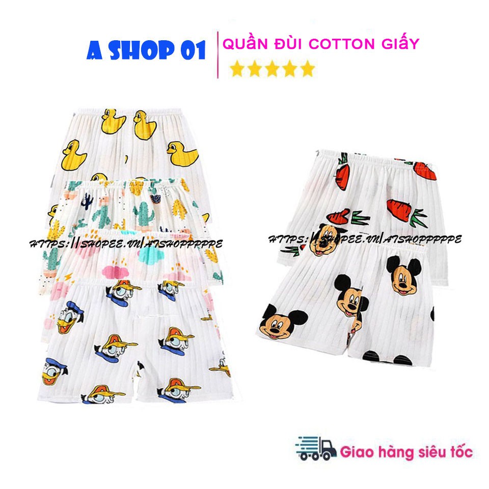 Quần đùi Cotton Giấy Mềm Mát Cho Bé Trai Và Bé Gái Từ Sơ Sinh Đến 16 kg [ Hàng Chuẩn Loại 1 ]