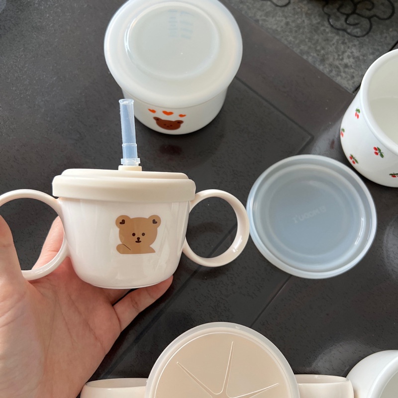 Bát Ăn Dặm Có Nắp Đậy Và Ống Hút Tiện Dụng Cho Trẻ Em
