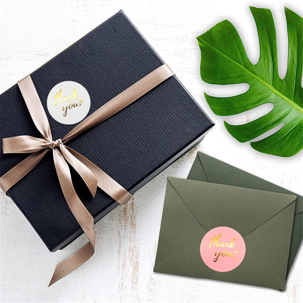 Cuộn Nhãn Dán Tròn In Chữ Thank You Dùng Trang Trí Gói Quà DIY