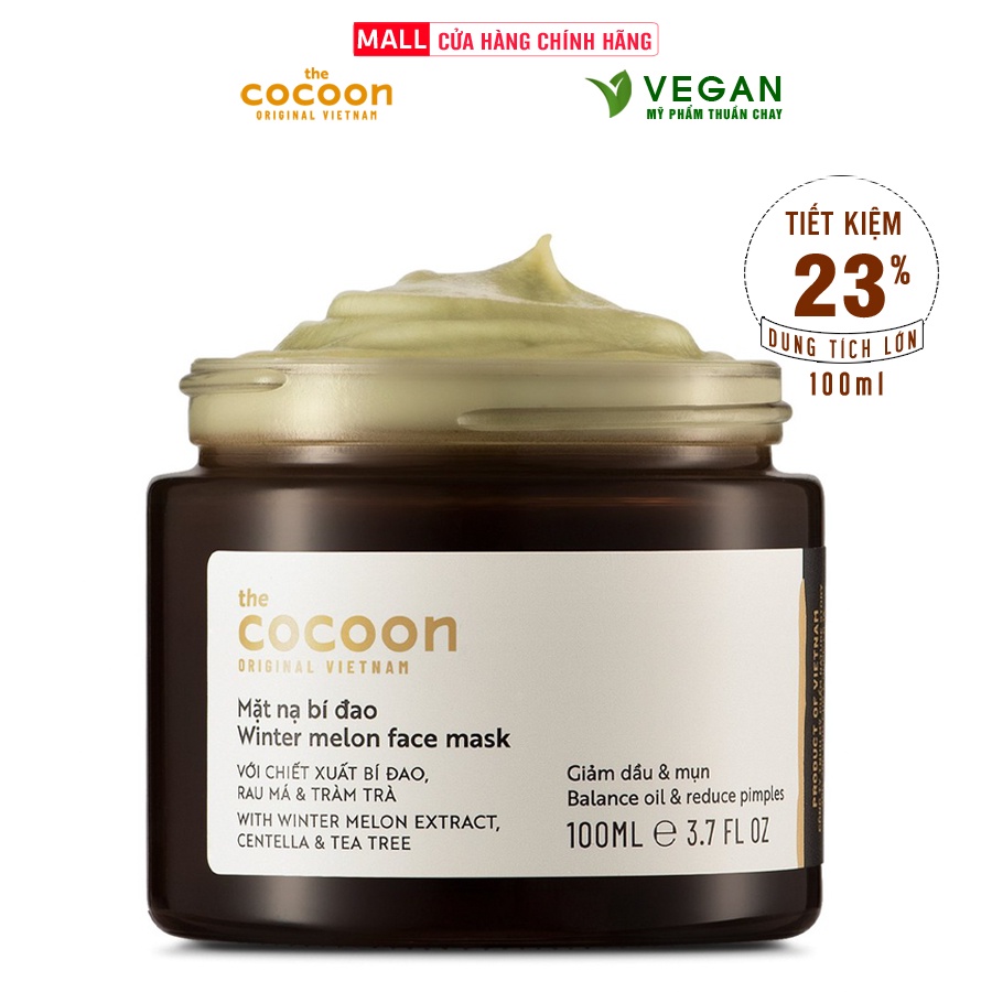 Mặt nạ bí đao cocoon 100ml giảm dầu, mụn thuần chay