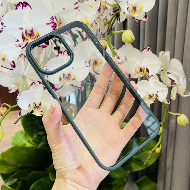 (Xanh rêu)_Ốp lưng Likgus trong suốt viền màu cho iPhone 14, 14 Pro, 14 Max 13, 13 Pro, 13 Pro Max chống sốc không ố màu