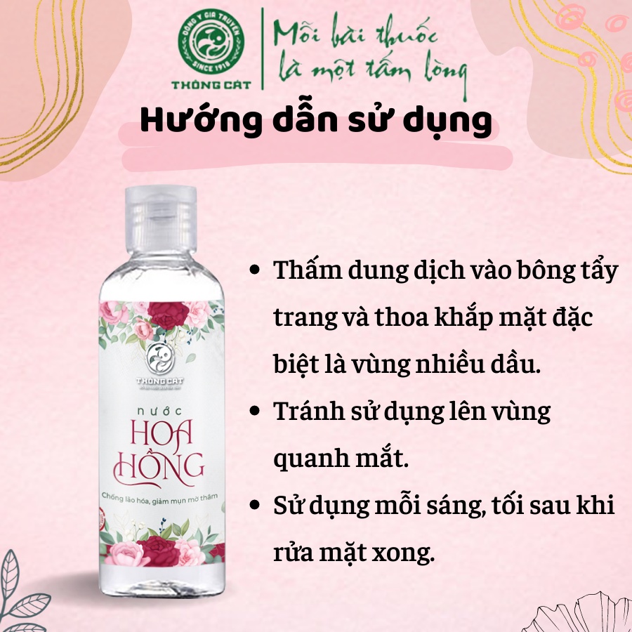 Nước hoa hồng dưỡng trắng và cấp ẩm cho da, se khít lỗ chân lông, đẹp da, mờ nám tàn nhang, loại bỏ da dầu mụn