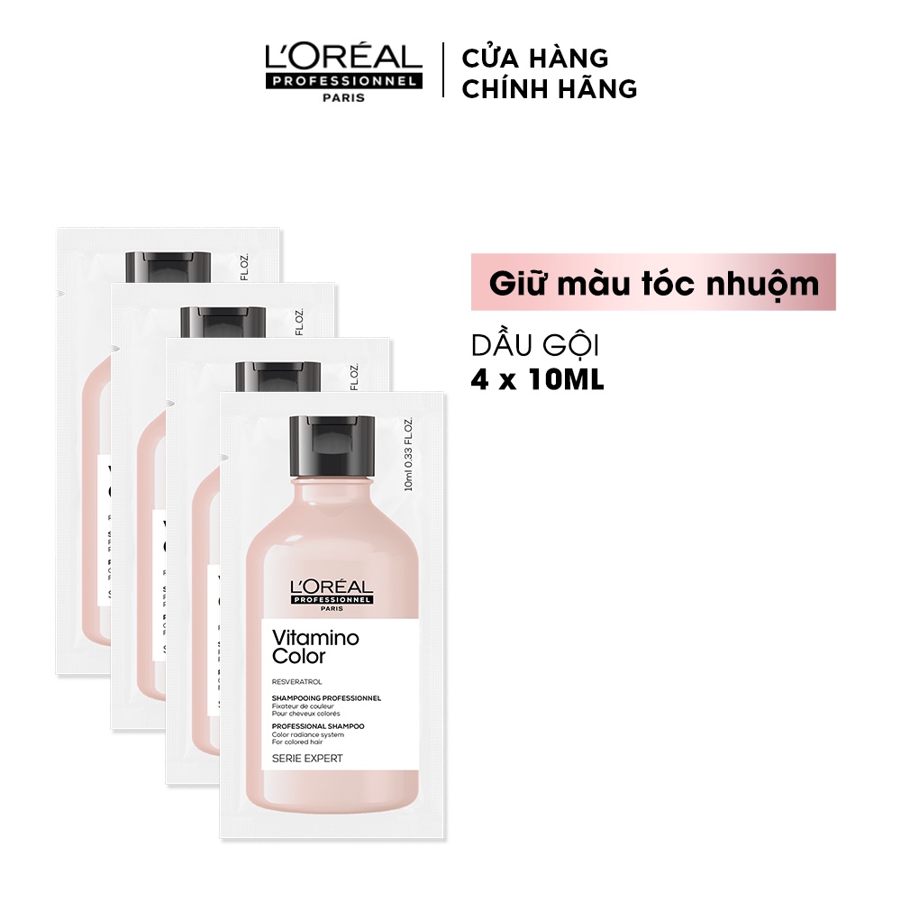 GIFT_Combo 4 dầu gội L'Oréal Professionnel bền màu tóc nhuộm Serie Expert Vitamino Resveratrol 10ml